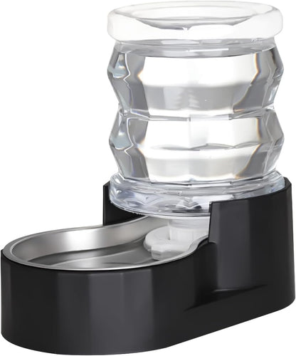 Sfozstra Automatic Gravity Dispenser for Cats: 4L Black Stainless Steel Water Bowl Feeder - Great for Family Homes and Outdoor Activities