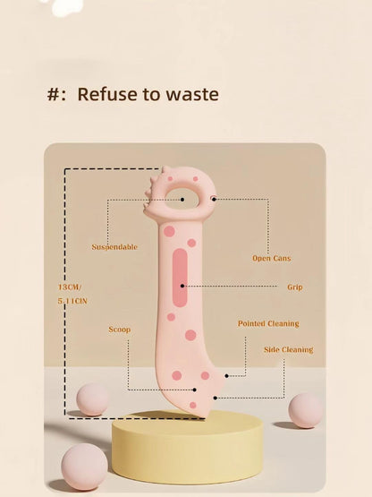 Pet Food Can Lids & Spoons Set Silicone Cover for Pet Can Food Cute Shape Cat Wet Food Spoon With One Lid and One Spoon (PURPLE)