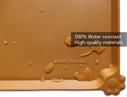 Hoki Found Large Silicone Pet Food Mats Tray - Non Slip Pet Dog Cat Bowl Placemats - Dog Cat Feeding Mat - Waterproof - Butterscotch
