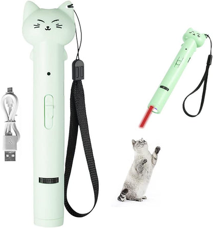 PARTSPOWER Laser Pointer Interative Cat Toy for Cats to Chase, Rechargeable Red Laser Light Pointer Exercises Training Tool for Kittens Cats Dogs (Green)