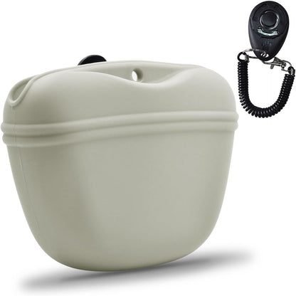 AUDWUD Silicone Dog Treat Pouch,Clip on Portable Training Container,Convenient Magnetic Buckle Closing and Waist Clip,No BPA