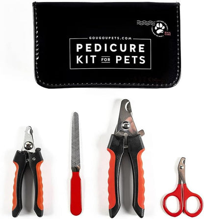 Pet Care Pedicure Kit for Dogs, Cats, Birds and Reptiles - Nail Clippers, File and Scissors Style Clippers Plus Case (2 Miller's Forge Nail Clippers, Small Scissors Style Clipper and One Nail File)