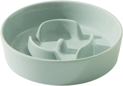6.1inch Ceramic Dog Bowl Slow Feeder for Small Dog, Pet Slow Feeder, Stop Bloat, Preventing Choking(Single Bowl-Light Green)