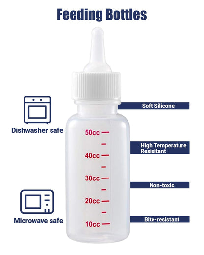 Pet Nursing Bottle, Nursing Bottle Kits, Kitten Bottle Feeding Kit, Suitable for Feeding Newborn Puppies, Kitten, Squirrel with 1 Puppy Bottles for Nursing Puppy Milk, 6 Replacement Nipple