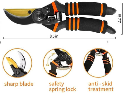 Set of 7 Gardening Tool Set, Rust-Resistant Handy Tools for Gardening, Ideal Gardening Gift Set, Including Trowel, Weeder, Hoes, and Rakes (Red)