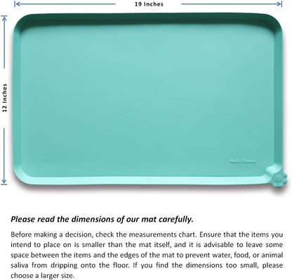 Hoki Found Silicone Pet Food Mats - Non Slip Cat & Dog Bowl Placemats - Waterproof Pet Feeding Mats - Cool Mint