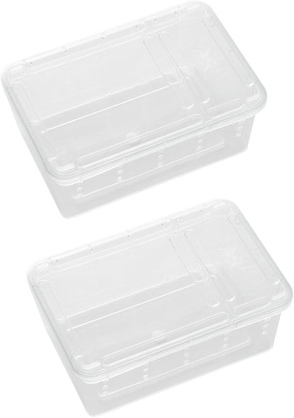 OMEM Portable Reptile Terrarium Habitat for Mini Pet Houses Breathable Holes Stackable Container (2PCS-XS)