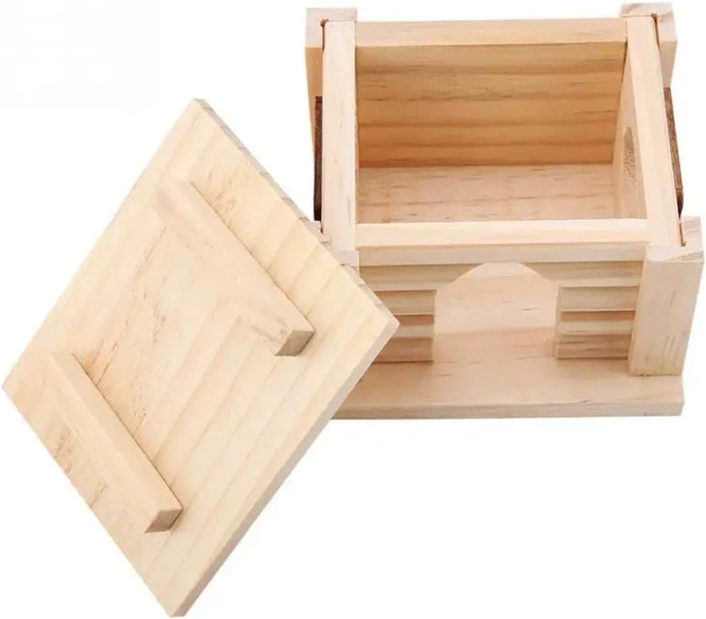 Hamster Cages Natural Wooden Hamster House Flat Top Cabin Hamster