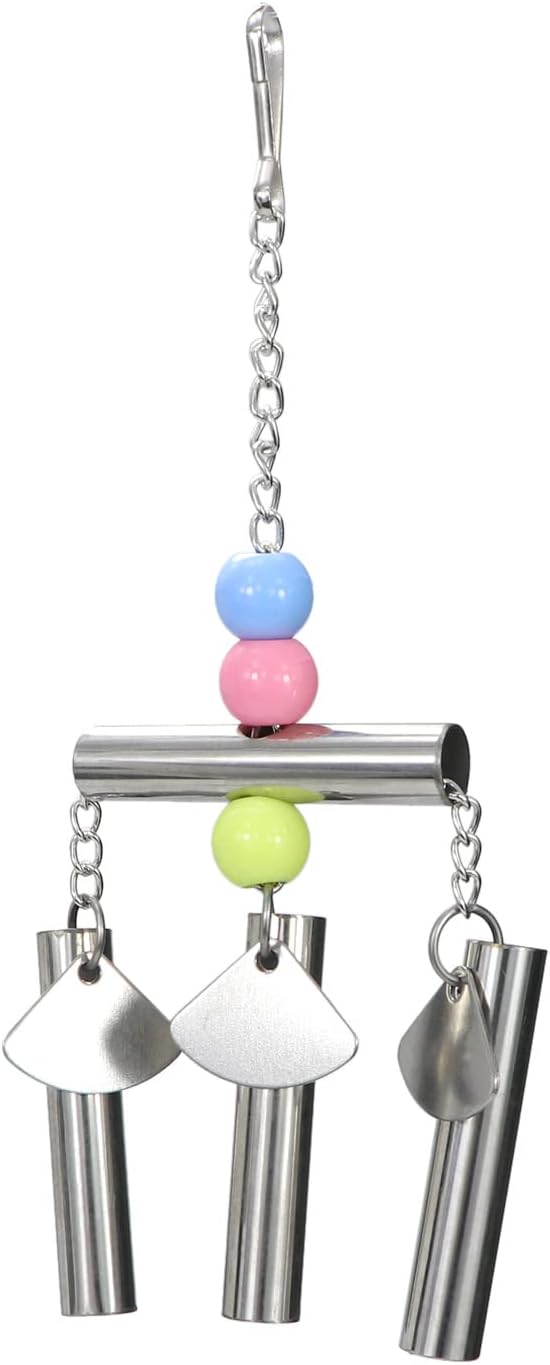 Bird Stainless Steel Bells String Parrot Hanging Chew Toy for Parakeet Cockatiel Cockatoo Conure (Silver)