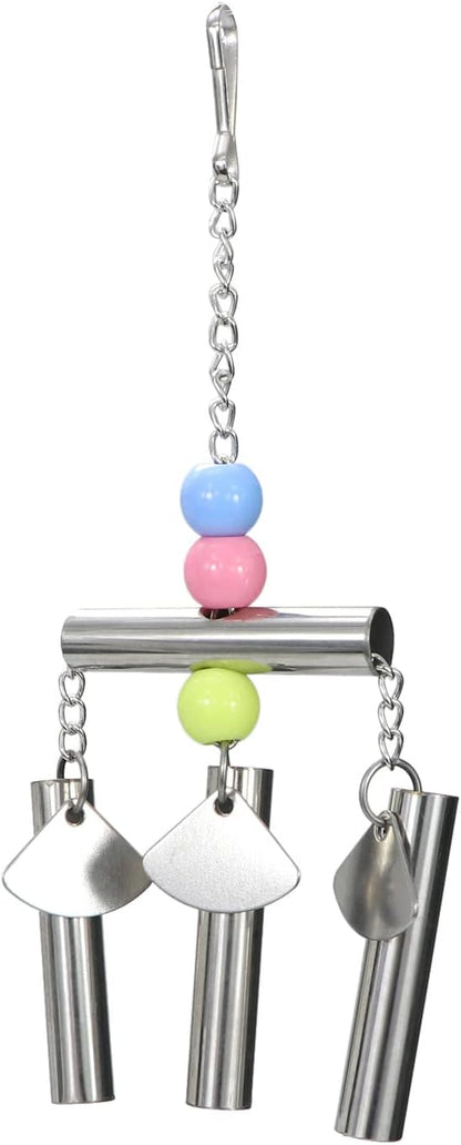 Bird Stainless Steel Bells String Parrot Hanging Chew Toy for Parakeet Cockatiel Cockatoo Conure (Silver)