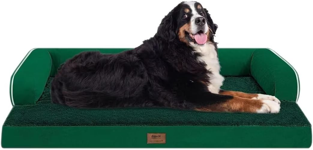 Large Dog Bed Orthopedic Washable Extra XXXLarge Big Dog Bed with Washable Bolster & Memory Foam Couch Sofa - Waterproof with Removable Cover - Emerald