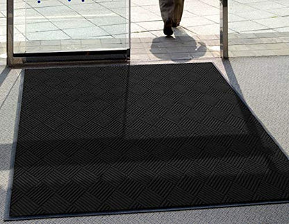 WaterHog Diamond | Commercial-Grade Entrance Mat with Rubber Border – Indoor/Outdoor, Quick Drying, Stain Resistant Door Mat (Medium Brown, 6' x 8')