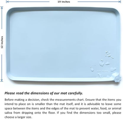 Hoki Found Silicone Pet Food Mats - Non Slip Bowl Placemats for Dogs & Cats - Waterproof, Suitable for Carpet - Frost