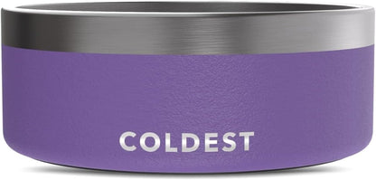 Coldest Dog Bowl - Anti Rust Metal, Non Slip, 3 Layers Insulated Stainless Steel Dog Bowls - Spill Proof & Heavy Duty - Water Bowl for Dogs, Cats & Pets, Dish Washer Safe (64 oz, Galaxy Purple)