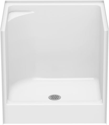 Laurel Mountain Odie 36" x 27" x 36" AcrylX Alcove Center Drain One-Piece Pet Shower in White with Hand-Held Sprayer in Matte Black