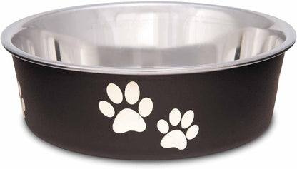 Loving Pets Bella Dog Bowls- Stainless Steel Dog & Cat Bowls - Spill Proof Dog Food Bowl, Cat Bowl, Puppy Essentials & Pet Supplies Great for Home & Travel (Small 10-20 lbs, Espresso)