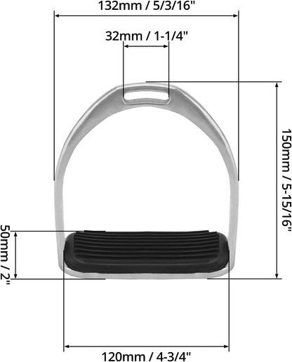 QWORK Horse Riding Stirrups, Hose Saddle, Safety Stirrup, Stainless Steel English Riding Protection Saddle, Knee Ankle Stress Pain Relief, 1 Pair