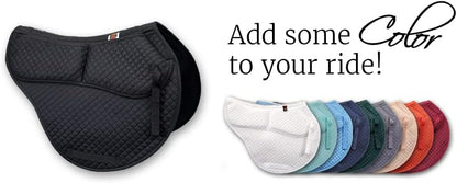 ECP Equine Comfort Products All-Purpose Contoured Correction Saddle Pad with Adjustable Memory Foam Inserts for Custom Support, Non-Slip, Shock Absorbing, 22” Spine, 19.5” Drop