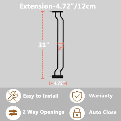 Fairy Baby Safety Gate 4.72 inch Extension for Walk Through Baby Gate Auto Close Child Safety Gates Extension Black