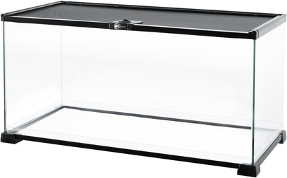 REPTI ZOO Full Glass 15 Gallon Reptile Tank, Medium Reptile Terrarium 24" X 12" X 12" for Gecko Hermit Crab Hognose Snake etc, Top Screen Ventilation & Feeding