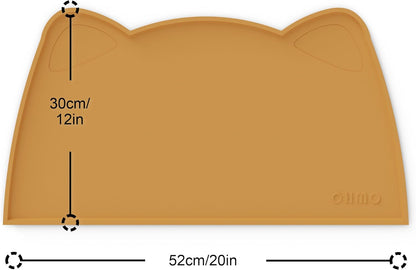 OHMO - Cat Food Mat, Silicone Pet Feeding Mat for Floor Non-Skid Waterproof Dog Water Bowl Tray, Easy to Clean Pet Placemat