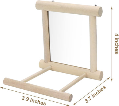 Bird Mirror with Perch Bird Toys for Parrots Budgies Parakeets Cockatiels Lovebirds Finches Canaries