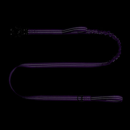 ICEFANG Tactical Dog Leash,K9 Training Walking Bungee Lead with 2 Control Handle,Heavy Duty Quick Release Metal Clasp,for Medium Large Breed (Reflective Purple, 6 FT)
