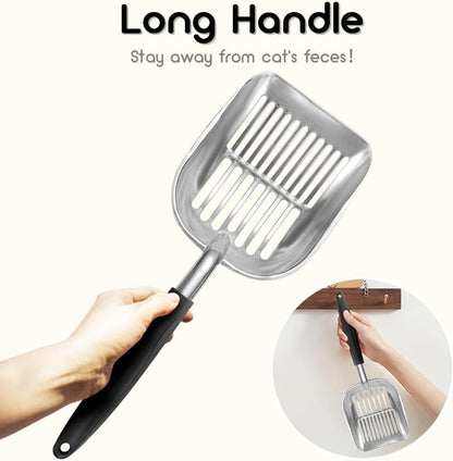 Cat Litter Scoop - Sturdy Mesh Scooper,Long Handle Cat Scooper,Aluminum Alloy Sifter Metal Scoop,Poop Sifting,Mesh shovel,Suitable for Cat Litter Box,Christmas GiftSuitable for Cat Litter Box