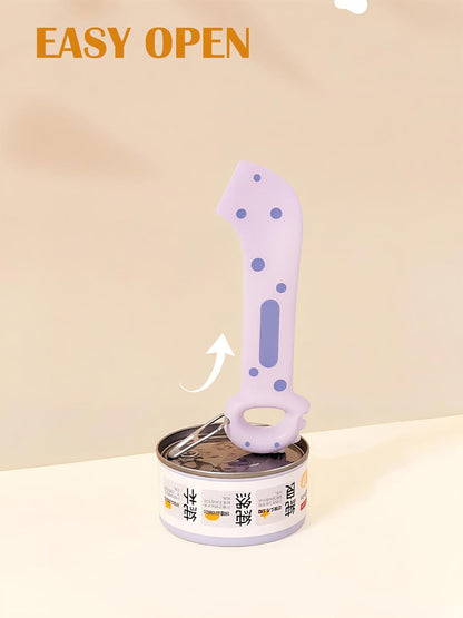 Pet Food Can Lids & Spoons Set Silicone Cover for Pet Can Food Cute Shape Cat Wet Food Spoon With One Lid and One Spoon (PURPLE)