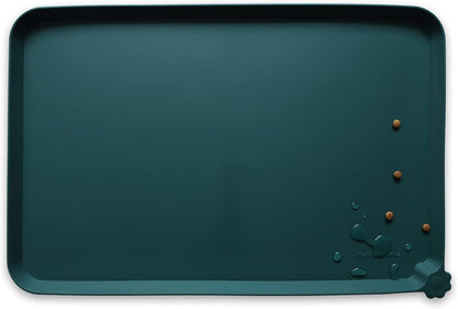 Hoki Found X-Large Silicone Non Slip Pet Food Mats - Tray for Dogs, Cats - Waterproof Feeding Mat - Dark Cedar