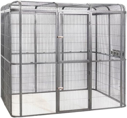 SENY Heavy Duty Large Walk-in Bird Aviary Cage, 79H x 86W x 62D inches, for Parrots, Macaws, Cockatoos, Reptiles, Dogs, Birds Flight Cage. (Silver Black, Wire Size: 0.14")