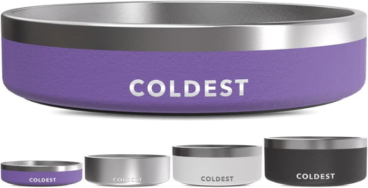 Coldest Dog Bowl - Anti Rust Metal, Non Slip, 3 Layers Insulated Stainless Steel Dog Bowls - Spill Proof & Heavy Duty - Water Bowl for Dogs, Cats & Pets, Dish Washer Safe (21 oz, Galaxy Purple)