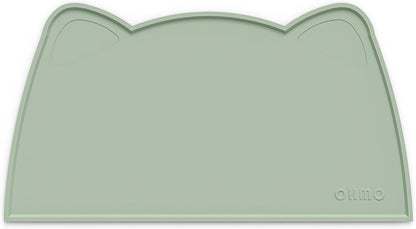 OHMO - Cat Food Mat, Silicone Pet Feeding Mat for Floor Non-Skid Waterproof Dog Water Bowl Tray, Easy to Clean Pet Placemat (Sage Green, 20 * 12'')