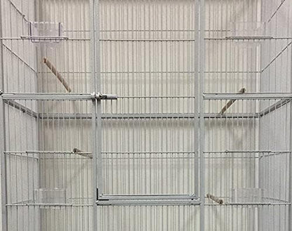 64" Extra Large Double Flight Bird Wrought Iron Double Breeding Cage Slide Out Divider 3-Levels Bird Parrot Cage Cockatiel Conure Bird Cage with Removable Stand on Wheels