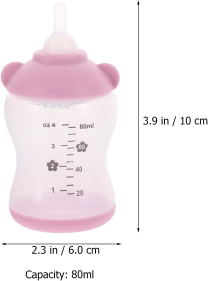 Small Pet Nursing Bottle Kit, 80ml Pink Kitten and Puppy Feeding Bottle with Accurate Scale, Reusable PP and Silicone Nursing Bottle for Newborn Kittens Puppies Rabbits Small Animals