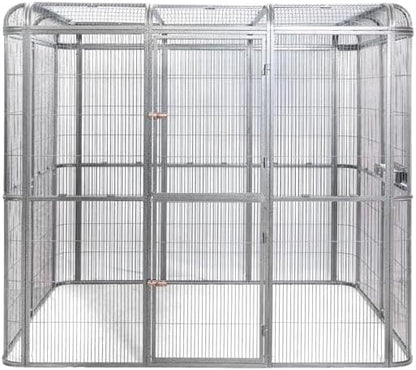 SENY Heavy Duty Large Walk-in Bird Aviary Cage, 79H x 86W x 62D inches, for Parrots, Macaws, Cockatoos, Reptiles, Dogs, Birds Flight Cage. (Silver Black, Wire Size: 0.20")