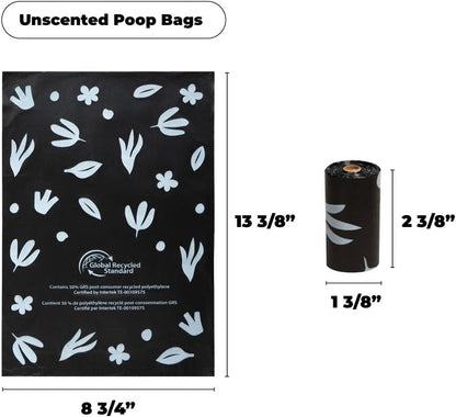 Best Pet Supplies Poop Bags for Dogs, 50% Post-Consumer Recycled Content dog waste bags on rolls, fits all poop bag holders for leashes - Black, 150 Count, Unscented