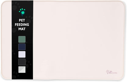 Silicone Dog Mat for Water Bowl and Food Dish, Pet Mat for Floors, Waterproof Dog Food Tray (Off-White Light Lavender)