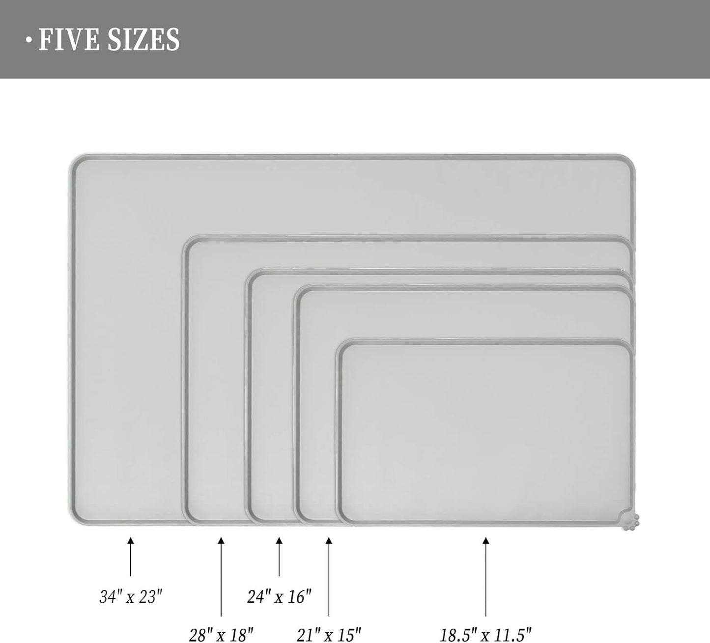 Waterproof Pet Feeding Mat with High Raised Edges, Heavier and Thicker Placemats for Cat Dog Water Bowl with BPA Free, Dogs Cats Food Mats for Messy Drinkers to Prevent Spill and Protect Floors