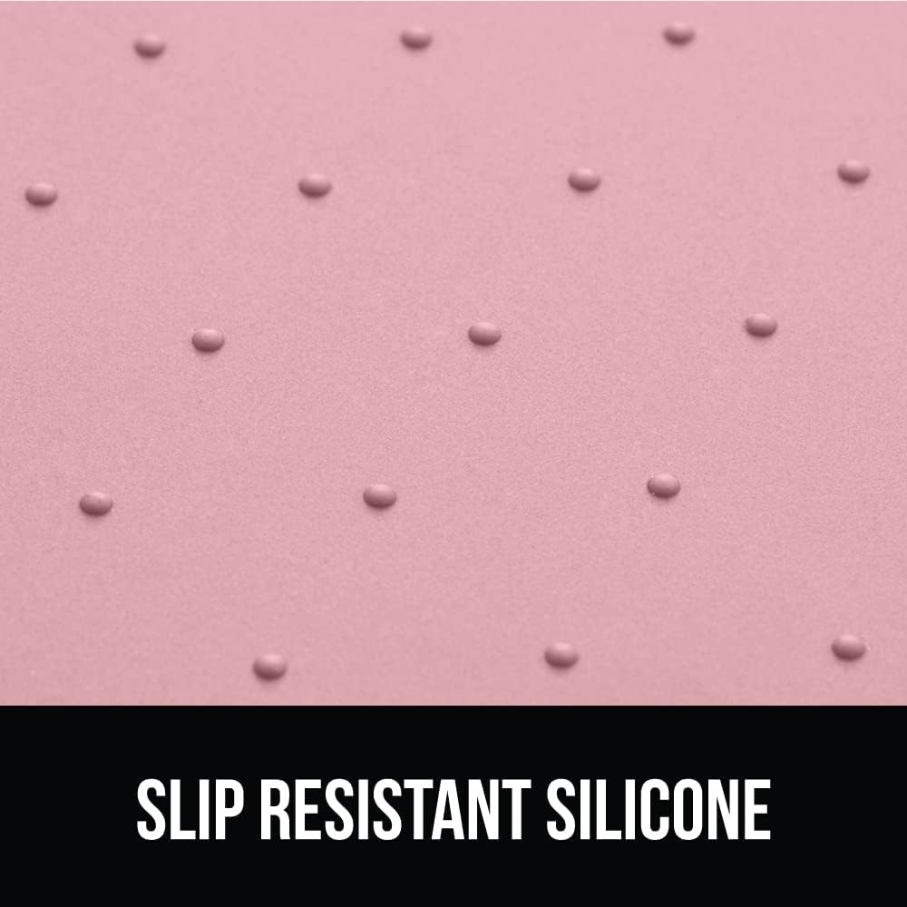 GORILLA GRIP 100% Waterproof Raised Edge BPA Free Silicone Pet Feeding Mat, Dog Cat Food Mats Contain Spills Protects Floors, Placemats for Cats and Dogs Water Bowl, Pets Accessories 23x15 Pink