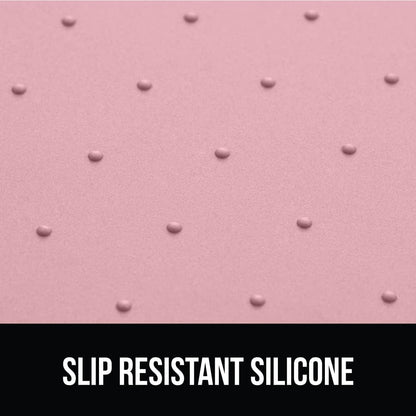 GORILLA GRIP 100% Waterproof Raised Edge BPA Free Silicone Pet Feeding Mat, Dog Cat Food Mats Contain Spills Protects Floors, Placemats for Cats and Dogs Water Bowl, Pets Accessories 16x10, Pink