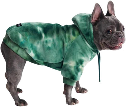 Spark Paws Dog Hoodie – Premium Dog Sweater for Small, Medium, and Large Dogs | Warm Outfits for French Bulldogs, Pitbull, Puppy, Winter Jacket Alternative -Green Skydye, S