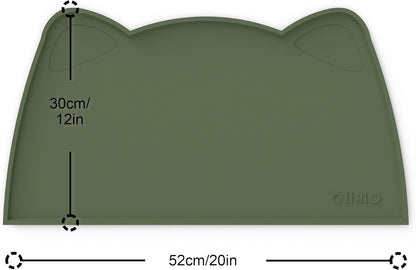 OHMO - Cat Food Mat, Silicone Pet Feeding Mat for Floor Non-Skid Waterproof Dog Water Bowl Tray, Easy to Clean Pet Placemat