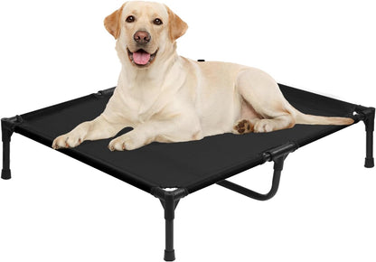 Elevated Dog Bed 42 Inch - Breathable Raised Pet Bed for Large Dogs, Waterproof Dog Cot Bed Easy to Assemble, Durable Portable Pet Cot with Non-Slip Feet, Black