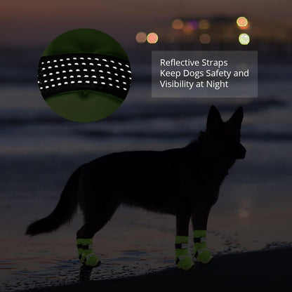 Dog Shoes for Hot Pavement Anti-Slip Dog Boots & Paw Protectors for Winter Snowy Day Summer Dog Snow Boots Waterproof Dog Shoes for Small to Large Dogs with Reflective Straps for Hiking 4Pcs