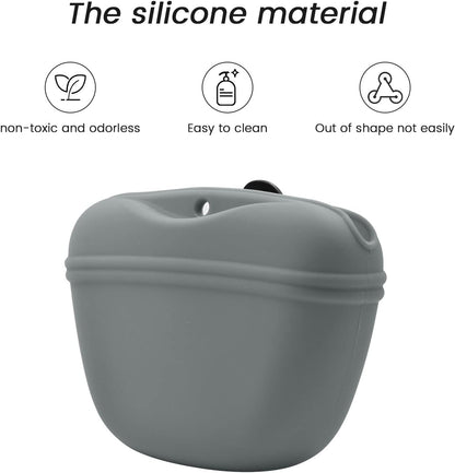 AUDWUD Silicone Dog Treat Pouch,with Dog Training Clicker,Clip on Portable Training Container,Convenient Magnetic Buckle Closing and Waist Clip