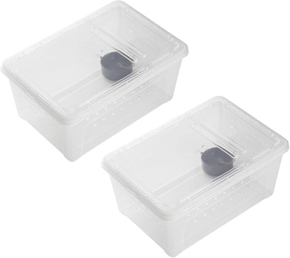 OMEM Portable Reptile Terrarium Habitat for Mini Pet Houses Breathable Holes Stackable Container (2PCS-M)