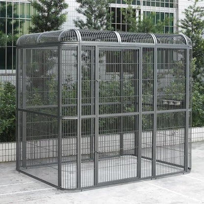 SENY Heavy Duty Large Walk-in Bird Aviary Cage, 79H x 86W x 62D inches, for Parrots, Macaws, Cockatoos, Reptiles, Dogs, Birds Flight Cage. (Silver Black, Wire Size: 0.20")
