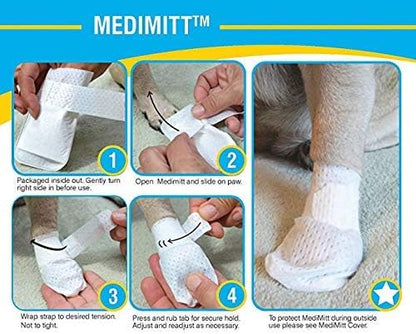 Medimitt Paw Bandages for Dogs, Cats and Pets – Stretchy Medical Booties, First Aid for Paws – Non Slip, Non Adhesive, Breathable, Disposable, Washable, Adjustable Strap, Value Pack (Small 20-Pack)
