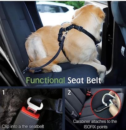 Dog Seat Belt, Safety Vest Dog Car Harness with Adjustable Buckle Dog Seat Belt for Vehicle Nylon Pet Safety Seat Belts Heavy Duty(XL, Magenta)